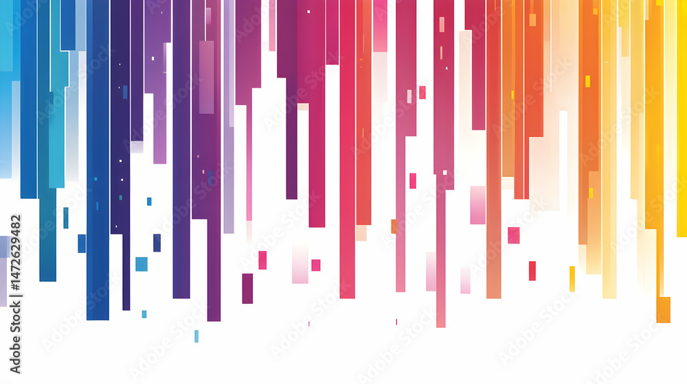 Poster dynamic spectrum: abstract composition with chromatic gradients and falling rectangles