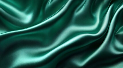 Elegant emerald green silk fabric with flowing textures, perfect for background or design elements in fashion, luxury, and lifestyle concepts.