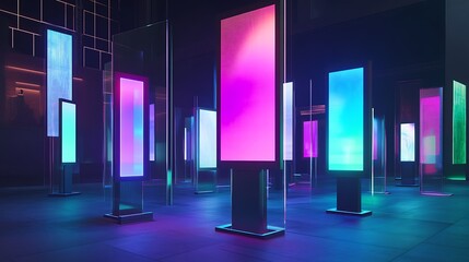 Digital displays glowing in vibrant colors