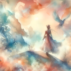 woman in fantasy landscape