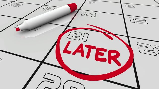 Calendar Day Date Circled Postponed Appointment Schedule 3d Animation