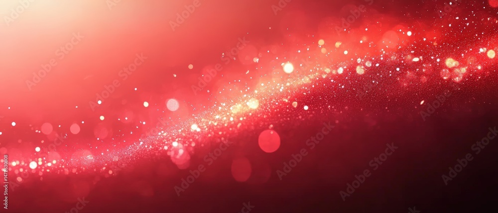 Poster vibrant red abstract background with glowing light particles and bokeh effect for technology celebra