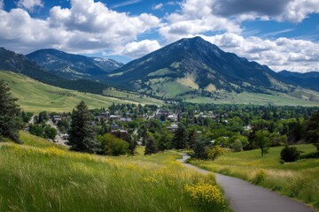 Naklejka premium Picturesque Bozeman: Scenic Gateway to Yellowstone Amidst the Rocky Mountains