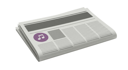 Isolated Newspaper with Music Note Icon