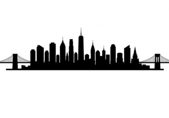 City silhouette with bridges isolated on transparent background