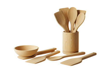 Sustainable Edible Cutlery Set EcoFriendly Utensils and Bowl isolated on transparent background