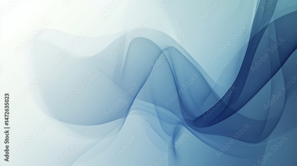 Aufkleber abstract flowing blue wave design with smooth curves and soft gradients creating a calming and moder