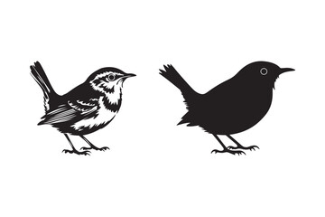 Bird Silhouette Clipart Vector Songbird Outline Illustration