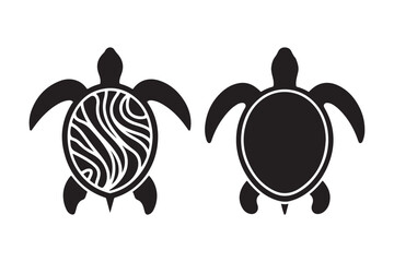Tribal Sea Turtle Silhouette Vector Design Abstract and Solid Shell Art