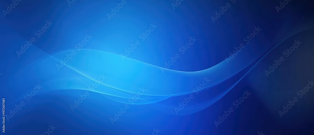 Poster abstract blue flowing wave background with smooth gradient and light effects, modern digital design 