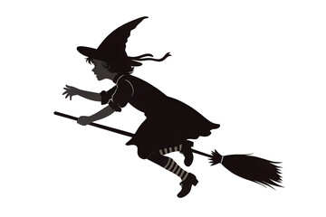 Fototapeta premium halloween witch flying on broom