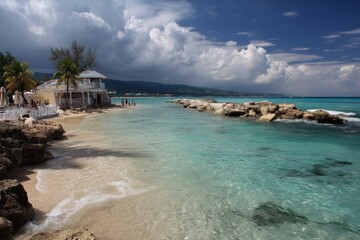 Fototapeta premium Serene Doctor's Cave Beach Club, Montego Bay - A Tranquil Gem of Jamaica's Caribbean Coast