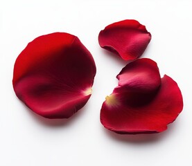 Fototapeta premium Delicate and Vibrant Red Rose Petals on a White Background for Romantic or Floral Design Concepts