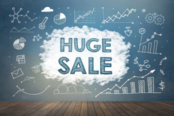 Huge Sale Announcement with Business Concept Background and Graphics