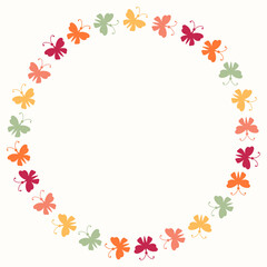 Clip art of hand drawn simple wreath of flying butterflies on isolated background. Design for mother’s day, springtime and summertime celebration, scrap booking, invitation, textile, home decor.