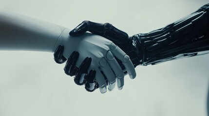 Hands of coexistence meet in a dance between humanity and technology showcasing the future of collaboration and innovation