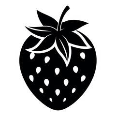 Strawberry Silhouette Icon – Minimal Black Fruit Vector Isolated on White Background. Ideal for healthy food design, fruit icons, summer graphics, and organic branding.