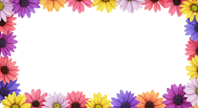 flower border frames with transparent background