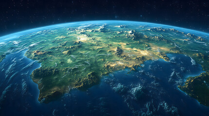 Breathtaking view of Earth from space showcasing vibrant landscapes and oceans