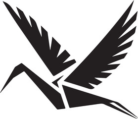 Silhouette vector of an elegant origami paper crane, perfect for minimalist designs, craft projects, and Japanese culture themes.