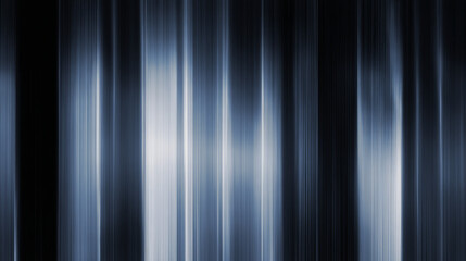 This high-resolution abstract artwork features desaturated vertical light bars drifting gently across a deep indigo canvas. Generative AI