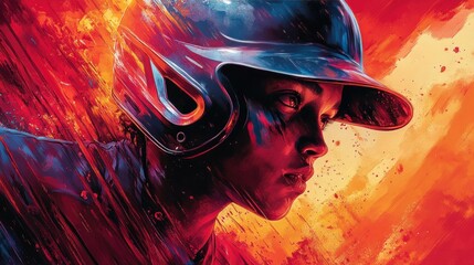 Intense female baseball player profile