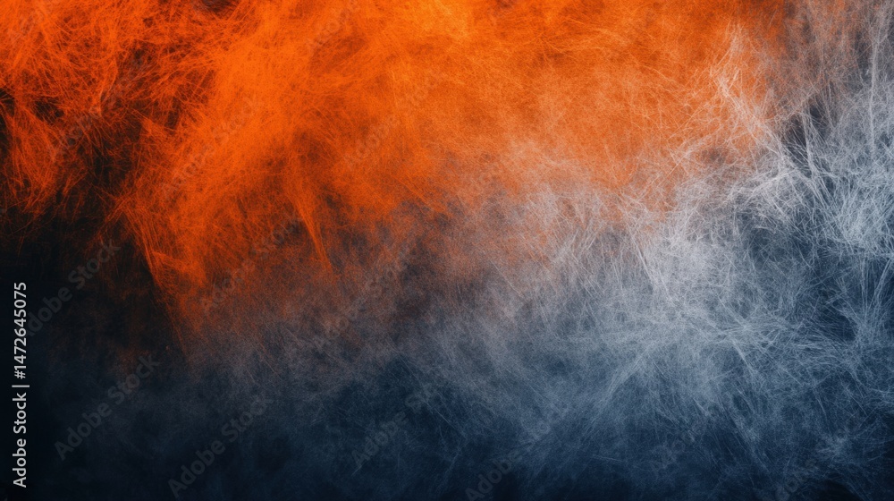 Poster abstract textured background featu vibrant orange and cool blue-gray colors with wispy organic patte