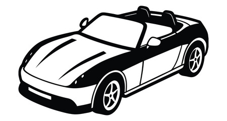 Obraz premium Sports Car black and white Silhouette Vector Design