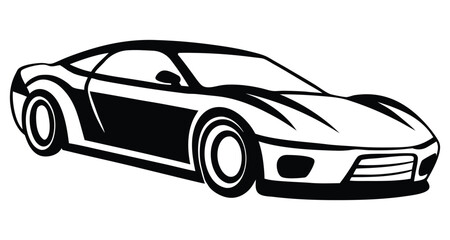 Fototapeta premium Sports Car black and white Silhouette Vector Design