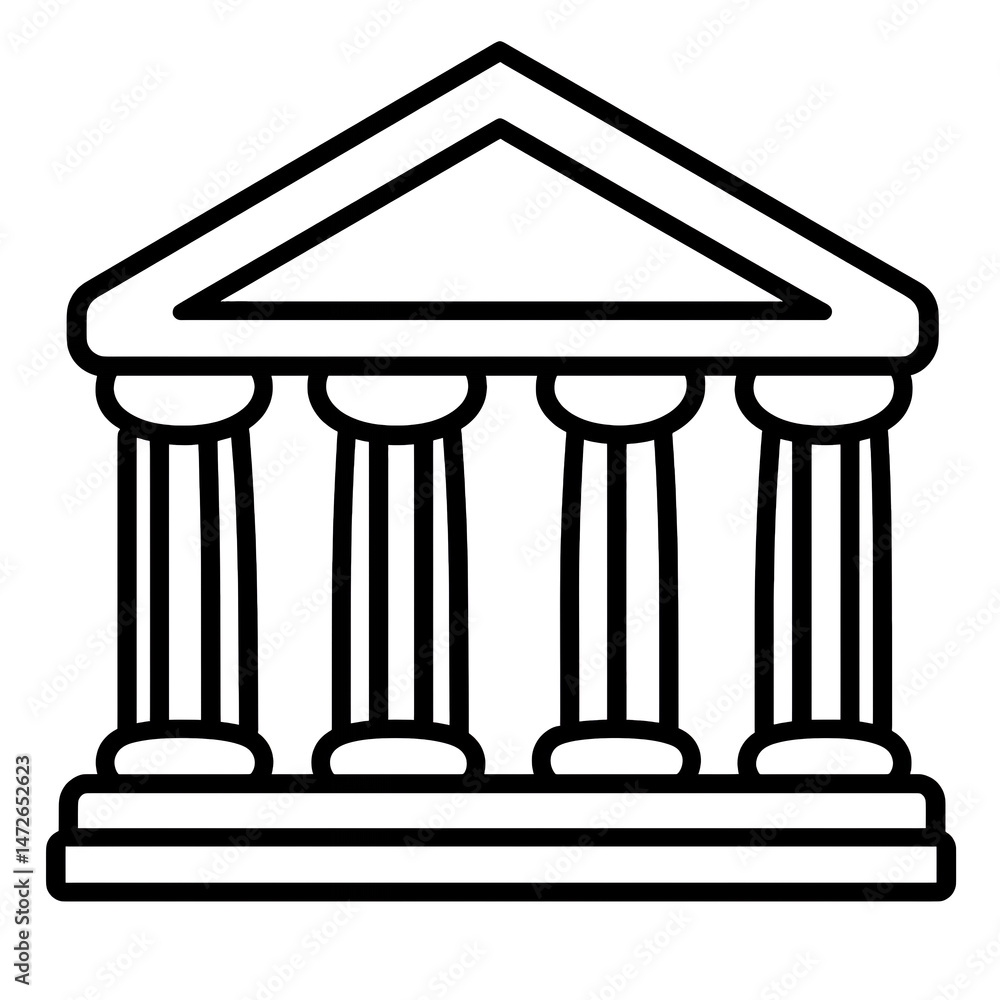 Aufkleber simple line drawing of a classical style pavilion or gazebo with a gabled roof supported by six colu