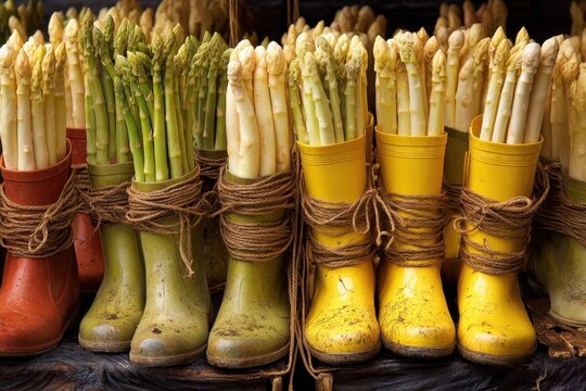 Green and White Asparagus Boots: Embracing the Harvest Season with Fresh Vegetables
