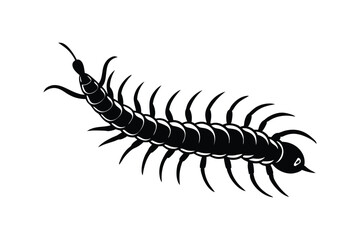 Silhouette art illustration of a centipede.eps