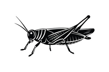 Silhouette art illustration of a grasshopper with strong legs.eps