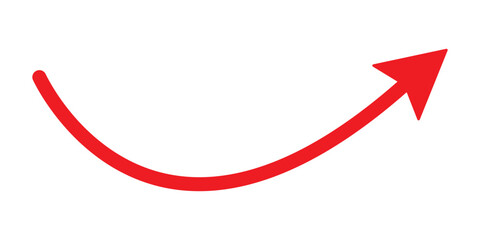 Curve arrow icon vector . Red long up arrow icon vector . arrow pointing upward. Long arrows icon. Red Long curved hand drawn arrow. Set of vector curved arrows hand drawn. Sketch doodle style.