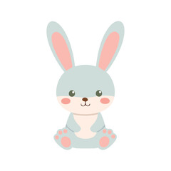 Cute bunny sitting with floppy ears, kawaii style.eps