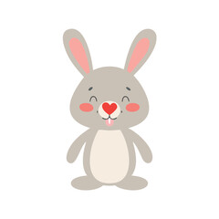 Fluffy bunny with heart-shaped nose, cute style..eps