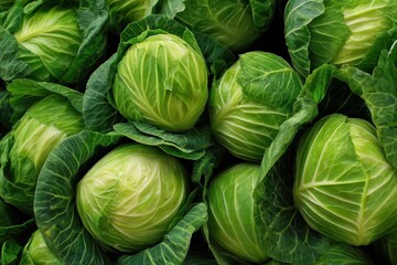 Lush Cabbage Fields: A Close-Up of Fresh Vegetables Ready for Harvest