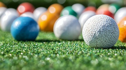 Naklejka premium Colorful Balls on Green Grass