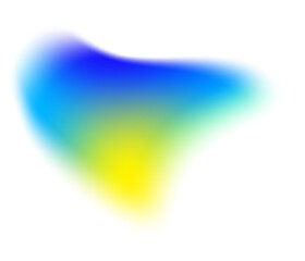 Gradient blue shape with blurry texture. Colored mesh fluid element. Liquid soft holographic blob with aura. Glowing iridescent organic spot.