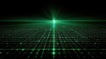 Futuristic Green Laser Grid Effect on Dark Background for Designs
