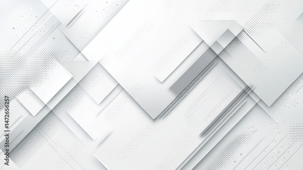 Poster abstract geometric background with layered translucent rectangles and diagonal lines in shades of wh