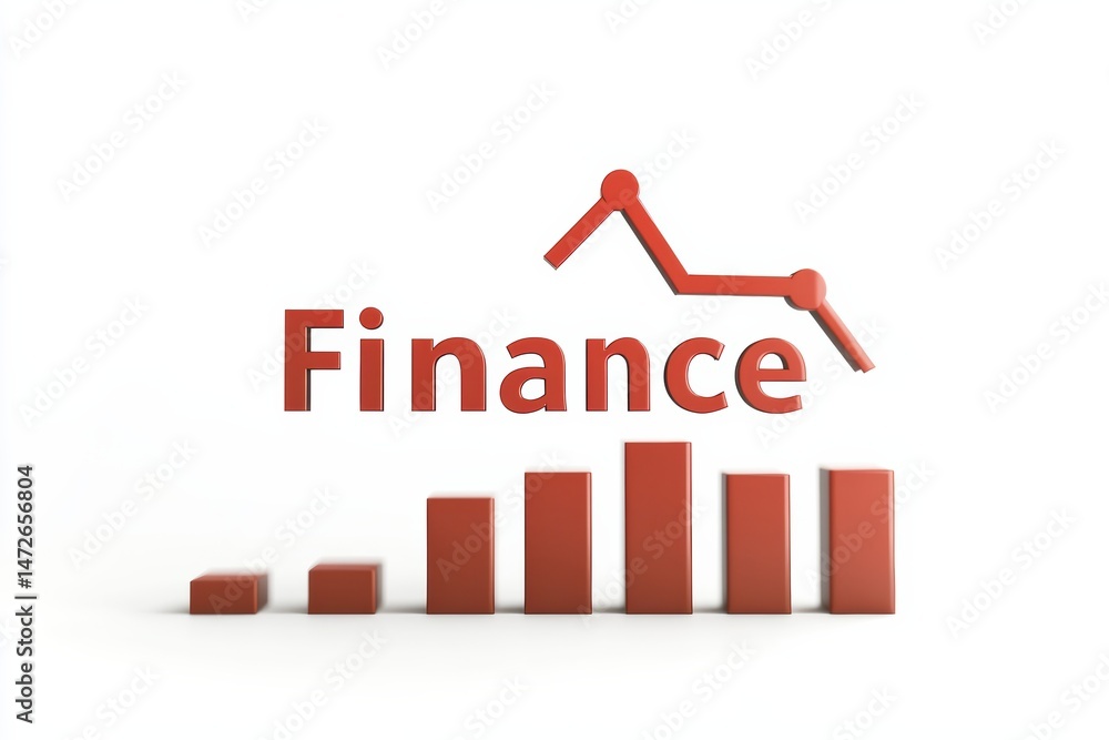Poster graphical representation of finance concept with slogan isolated on white background