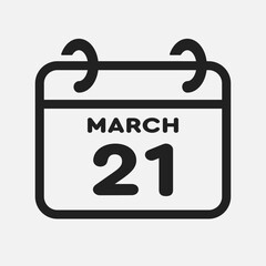 Icon page calendar day - 21 March