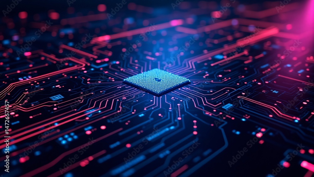 Poster abstract close-up of futuristic computer circuit board