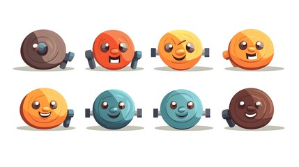 Colorful Cartoon Weights Vector Illustration for Fitness and Healthy Lifestyle Concept