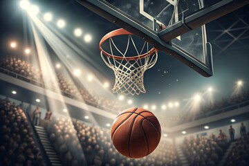 basketball ball in the basket