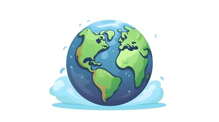 Fototapeta premium Detailed Isolated Cartoon Vector Illustration of a Cute Earth Planet Icon