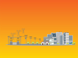 Obraz premium Urban Energy Infrastructure & Sustainable Electricity: Powering Smart Cities of the Future