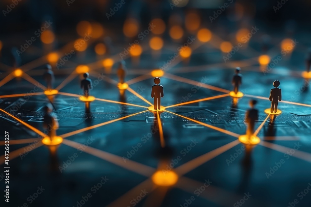 Poster representation of a digital network connecting individuals and their interactions in a virtual envir