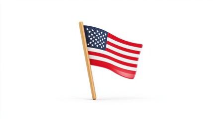Fototapeta premium Pixelated American Flag Waving on White Background